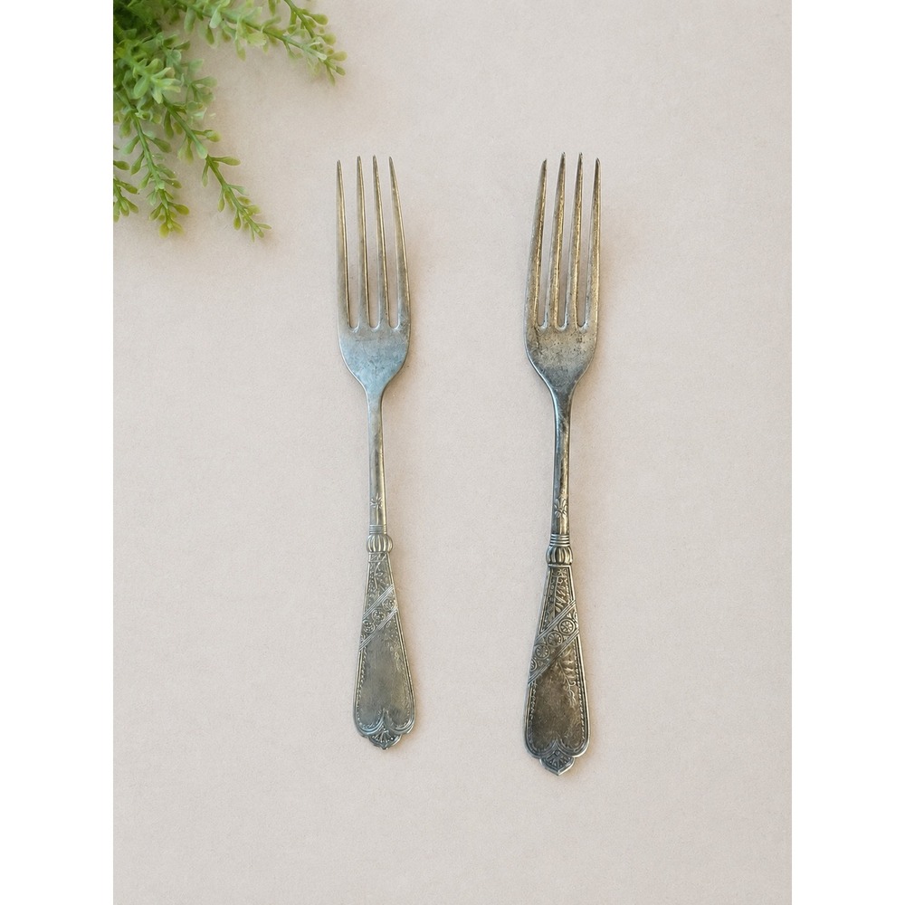 Antique Rogers Newport Chicago 1879 Silverplate Forks Lot  2 Victorian Flatware